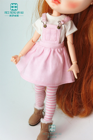 1PCS Blyth Doll Clothes Fashion plaid strap Dress, T-shirt for Blyth , Azone, OBitsu, FR 1/6 Doll ► Photo 1/6