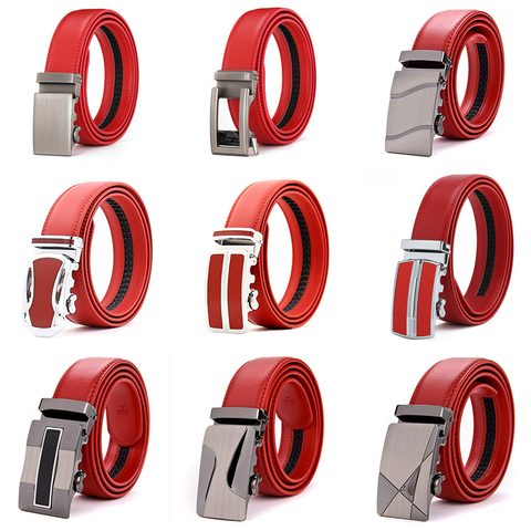 CETIRI 22 style men genuine leather belt cowskin leather high quality male Fashion jeans chain stretch solid luxury brand red ► Photo 1/6
