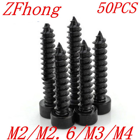 50pcs free shipping M2 M2.6 M3 M3.5 M4 Carbon Steel With Black Hexagon Socket Cap Head self tapping screw Model Screw ► Photo 1/1
