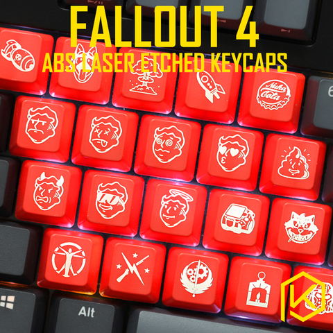 Novelty Shine Through Keycaps ABS Etched, Shine-Through fallout 4 pip boy nuca cola black red for custom mechanical keyboards ► Photo 1/5