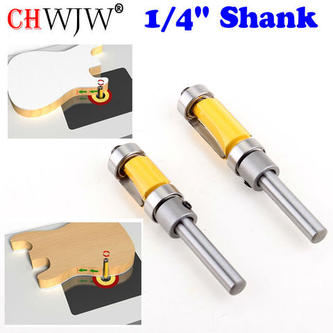 2pcs Flush Trim Router Bit Top & Bottom Bearing 1/4'' Shank Woodworking Tool woodworking router bits ► Photo 1/3