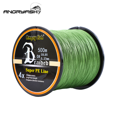 ANGRYFISH Hot New 500m 4 Strands Braided Fishing Line 8 Colors Super PE Line Strong Strength ► Photo 1/6