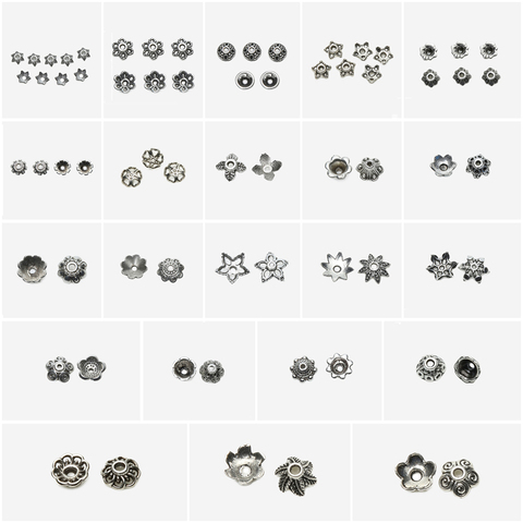 Free Shipping 50Pcs / Lot European Zinc Alloy Antique Silver Bead Caps for Bracelet Making EC4 ► Photo 1/2