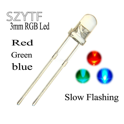 100pcs 3mm RGB  Fast Flashing Led Tricolor Round Water Clear LED Light Emitting Diode Multicolor Flicker ► Photo 1/3