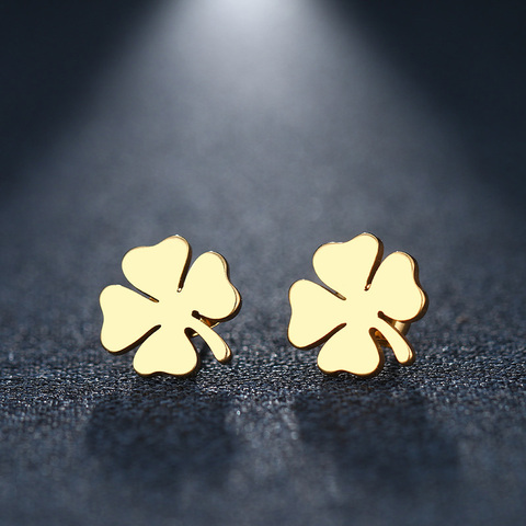 DOTIFI Stainless Steel Stud Earring For Women Man Clover Gold And Silver Color Lover's Engagement Jewelry Drop Shipping ► Photo 1/6