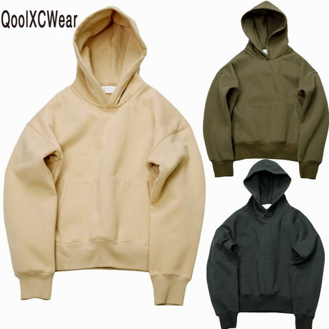 QoolXCWear Very good quality nice hip hop hoodies with fleece WARM winter mens kanye west hoodie sweatshirt swag solid  pullover ► Photo 1/5