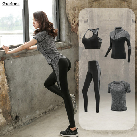 Women Gym Sets 2 piece Yoga Set Gym Clothes Tennis Yoga Shirt + Seamless  Leggings Workout Sports Suit Active Wear