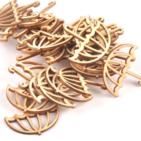 15Pcs Wooden Ornament Umbrella Shape For DIY Scrapbook Accessories Wood Slices Handmade Crafts Home Decoration 39x40mm M1703 ► Photo 1/5