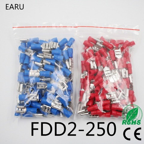 FDD2-250 Female Insulated Electrical Crimp Terminal for 1.5-2.5mm2 Connectors Cable Wire Connector 100PCS/Pack FDD2.5-250 FDD ► Photo 1/4