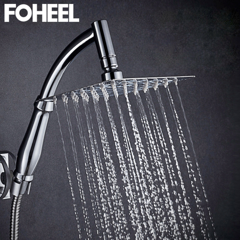 FOHEEL 6 and 8 inch shower head stainless steel brass shower head water saving bathroom rain spa square handheld shower head ► Photo 1/6