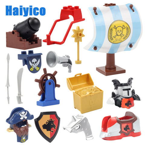 War Big building blocks accessories castle knight pirate Sail Cannon armor compatible Duplos Assemble blocks Toys children gift ► Photo 1/6