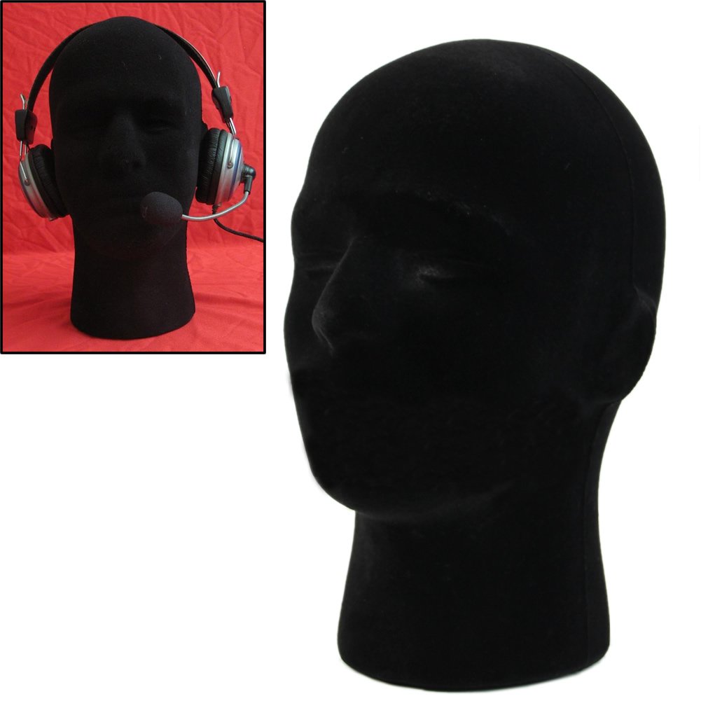 Male styrofoam mannequin manikin black head model wigs glasses cap display stand 