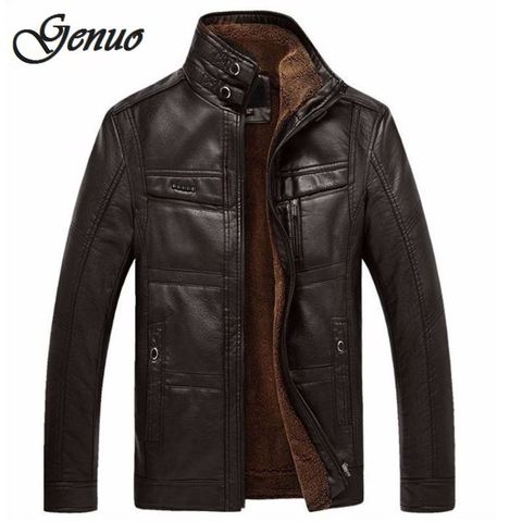 Leather Jacket Men Coats 5XL Brand High Quality PU Outerwear Men Business Winter Faux Fur Male Jacket Fleece ► Photo 1/1