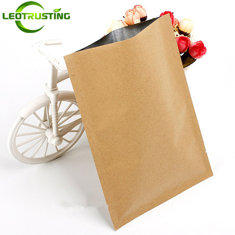 100pcs Flat Bottom Kraft Paper Open Top Bag Tea Powder Coffee Zip Lock Bag Paper Gift Wedding Bag Heat Sealing Vacuum Bag ► Photo 1/6