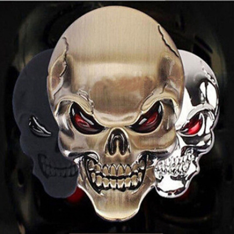 3D Metal Gold Black Skull Skeleton Car Motorcycle Decal Stickers Emblem Badge Free Shipping ► Photo 1/6