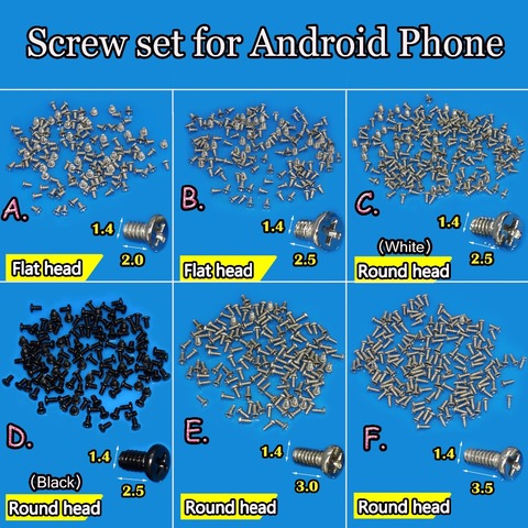 JCD  Flat head/roundhead New M1.4 Cell Phone Screws Set for Android Phone  ► Photo 1/6