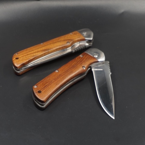 Folding Pocket Knife Tactical Survival Camping Hunting Knife Outdoor Combat Knives Wood Handle EDC Defense Multi Tools ► Photo 1/6