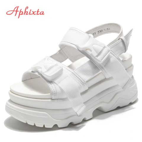 Aphixta Platform Shoes Women Sandals Wedge Heels Shoes Height Increaming Women Buckle Thick Soled Beach Sandals Woman Sandal ► Photo 1/6