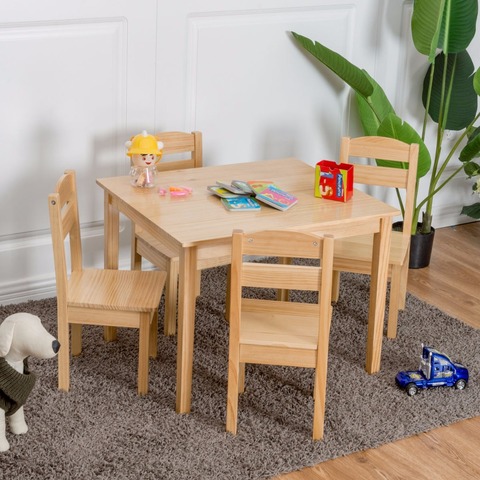 Table Chair Set Pine Wood Children, Children S Dining Room Table And Chairs