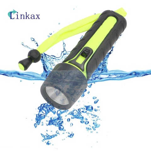 LED Diving Flashlight Bright LED PC TPE Torch Flash Light Uses AA Batteries Powerful Light With Tail Rope Flashlight Torch ► Photo 1/6