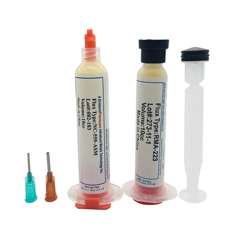 Needle Shaped 10cc RMA-223 PCB PGA BGA SMD + NC-559-ASM With Flexible Tip Syringe Solder Paste Flux Grease Repair Solde 2 Pc/Set ► Photo 1/6