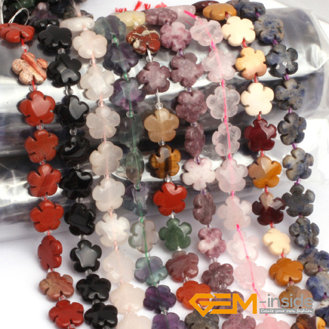 15mm Natural Stone Flower Beads For Jewelry Making Strand 15