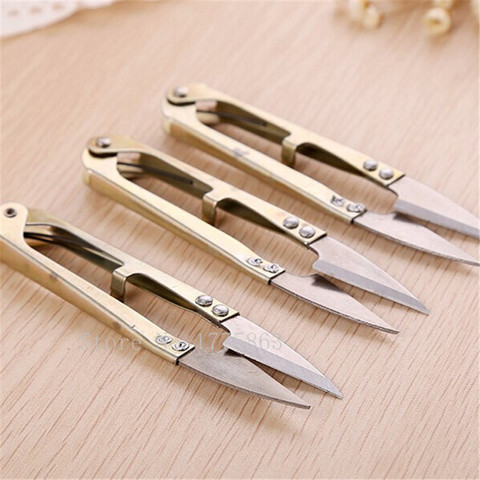 2Pcs Portable Tailor's Scissors Practical Sewing Supplies U Shape Sewing Scissors Yarn Snips Thread Cutter Nippers  AA7481 ► Photo 1/2