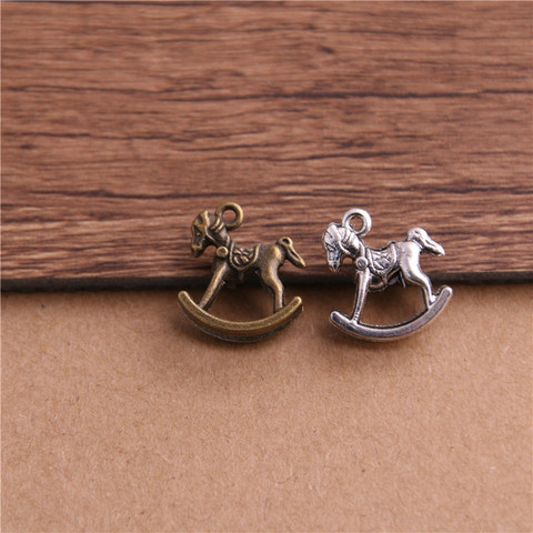  20pcs/lot 14*15mm two color Metal Alloy Rocking Horse Charm Fit DIY Jewelry Making ► Photo 1/6
