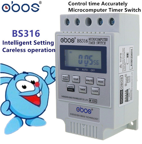 BS316 AC 220V 25A Din Rail LCD Digital Programmable Electronic Timer Switch Digital Timer Controller BS316 ► Photo 1/5