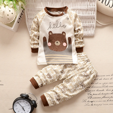 Autumn Winter 2022 Baby Boy Girls Clothes Cotton Girl Clothing Sets Cartoon Long-Sleeved T-Shirt+Pants Infant Clothes 2pcs Suit ► Photo 1/5