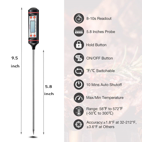 Digital Probe Meat Thermometer Kitchen Cooking BBQ Food Thermometer Cooking Stainless Steel Water Milk Thermometer Tools TP101 ► Photo 1/1