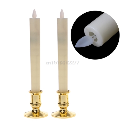 2Pc Electric Flickering Flameless Led Candle Lights With Removable Gold Base D27 dropshipping ► Photo 1/6