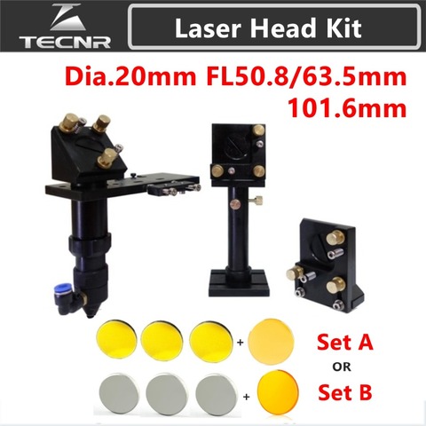 TECNR CO2 Laser Head Set CO2 + Reflective Si Mirror 25mm + USA Focus Lens 20mm for Laser Engraving Cutting Machine ► Photo 1/6