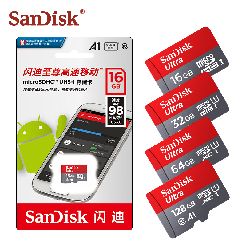 Buy Online Sandisk Flash Memory Card 32gb Micro Sd Card A1 Class 10 16gb 98mb S Tf Tarjeta Micro Sd 128gb 64gb Microsd Cartao De Memoria Alitools