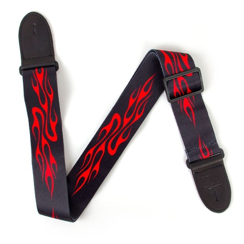 Guitar Strap Leather End Adjustable Belt for Bass Folk Acoustic Electric Guitar Parts Accessories Black Red Flame ► Photo 1/6