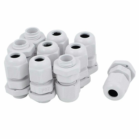 PG-7 White Plastic Waterproof Connectors Cable Glands 10 Pcs ► Photo 1/1