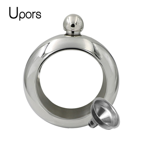 UPORS 3.5oz Hip Flask Bracelet 304 Stainless Steel Bangle Hip Flask Set for Alcohol Whiskey Wine Bottle With Funnel Silver Color ► Photo 1/5