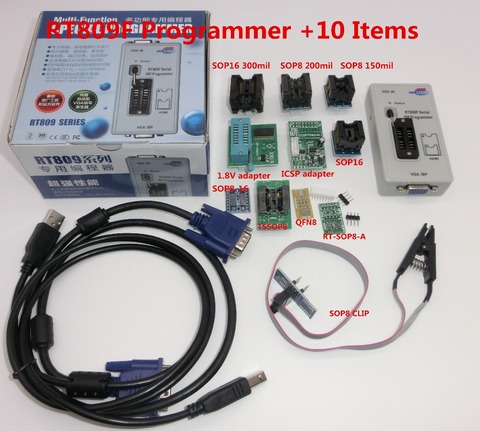 free shipping 100% origanil Newest RT809F LCD ISP programmer+ 10 adapters +sop8 IC test clip + 1.8VAdapter+TSSOP8/SSOP8 Adapter ► Photo 1/3