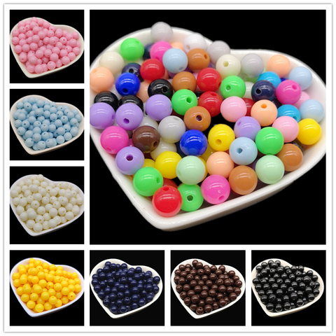 4 6 8 10 mm Round Acrylic Beads Loose Spacer Beads For Jewelry Makeing Bracelet necklace DIY Accessory ► Photo 1/5