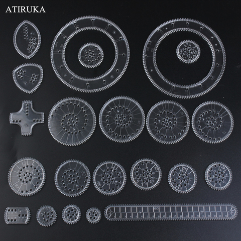 22PCS/Pack Puzzle Spirograph Educational Toy For Children Drawing Toys Set Interlocking Gears & Wheels Drawing Accessories ► Photo 1/6