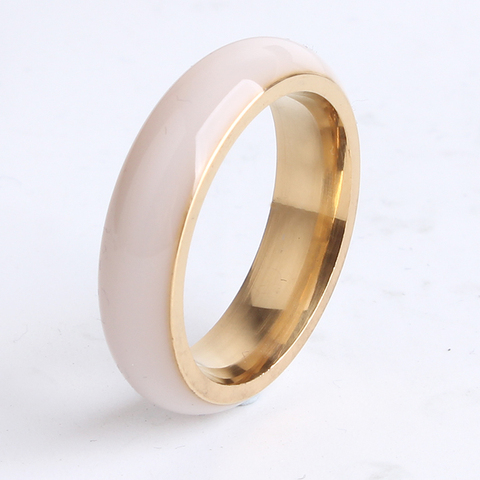 6mm ceramic gold color smooth 316l Stainless Steel finger rings for women men wholesale ► Photo 1/5