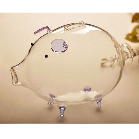 Cute Pig Piggy Bank Money Box for Kids  Transparent Glass Saving Cash Coin Storage Saving Pot Adorable Gift копилка для денег ► Photo 1/6