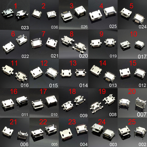 25 models Micro usb connector Very common charging port for Samsung/Moto/SONY/HTC/ZTE/Huawei/Xiaomi/Lenovo/... mobile,tablet GPS ► Photo 1/4
