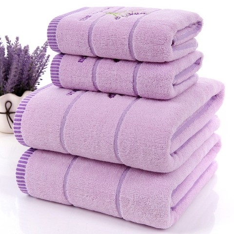 New 3pcs/set Luxury Lavender 100% Cotton Purple White Towel Set toalhas de banho 1pc Bath Towel Brand 2pc Face Towel bathroom ► Photo 1/1