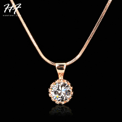 Top Quality Fashion Crown Pendant Necklace for Women Retro Vintage Classic Rose Gold Color Cubic Zircon Stone Jewelry N390 ► Photo 1/6