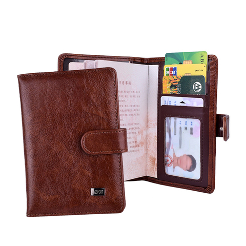 Leather Hasp Passport Cover Wallet Women  Cards Credit Case Travel Document Covers Russia Men Passports Organizer Holder ► Photo 1/6