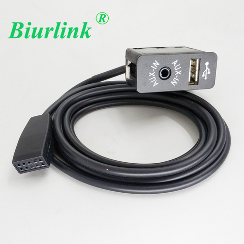 Biurlink Car Original CD Changer Replacement Part AUX IN USB Interface Harness Cable Adapter for BMW E46 10Pin AUX Input Port ► Photo 1/6