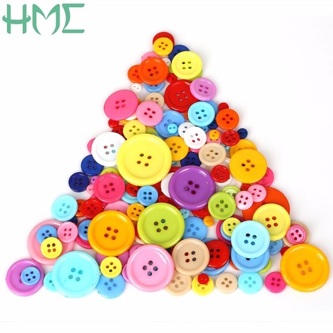 20-200PCs Round Resin Sewing Buttons Scrapbooking Solid Random Mixed Color for DIY Clothes Dolls Crafts Garment Accessories ► Photo 1/6