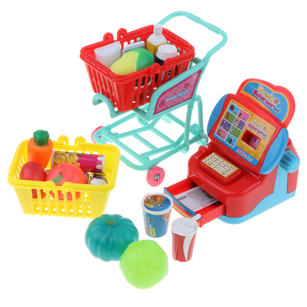 Kids Pretend Play Supermarket Cash Register Toy Cash Register Birthday Gift 