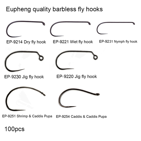 Maximumcatch 100pc Fly Fishing Hook 10#-18# Fish-Friendly Barbless Dry Wet  Nymph Shrimp Caddis Pupa Jig Fly Tying Hooks